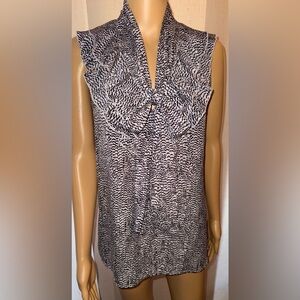 Ann Taylor LOFT Sleeveless shell ruffle gray tie blouse. Sz. M